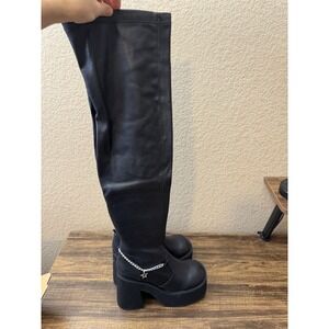 DOLLS KILL X BRATZ Miss Socialite black thigh high platform boots 10M Worn Once